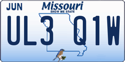 MO license plate UL3Q1W