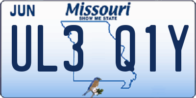 MO license plate UL3Q1Y