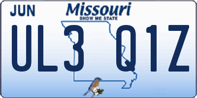 MO license plate UL3Q1Z
