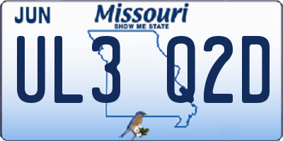 MO license plate UL3Q2D