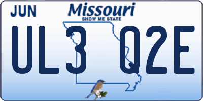 MO license plate UL3Q2E