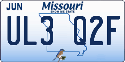 MO license plate UL3Q2F