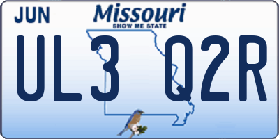 MO license plate UL3Q2R