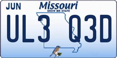 MO license plate UL3Q3D
