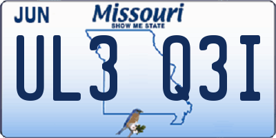 MO license plate UL3Q3I
