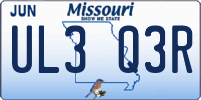 MO license plate UL3Q3R