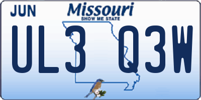 MO license plate UL3Q3W