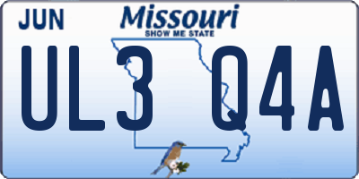 MO license plate UL3Q4A