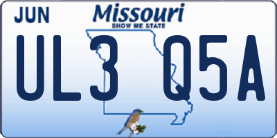 MO license plate UL3Q5A