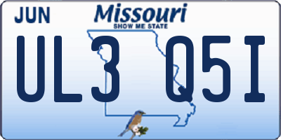 MO license plate UL3Q5I