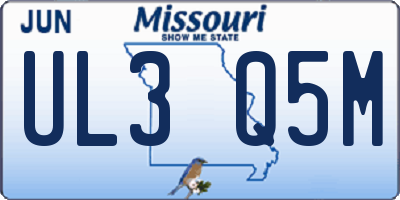 MO license plate UL3Q5M