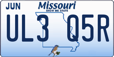 MO license plate UL3Q5R