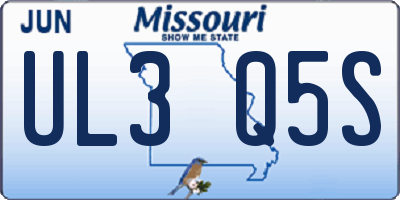 MO license plate UL3Q5S