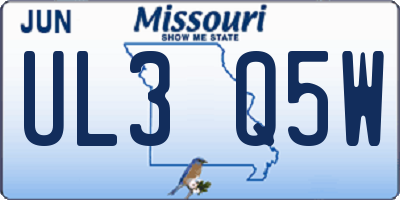 MO license plate UL3Q5W