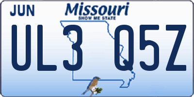 MO license plate UL3Q5Z