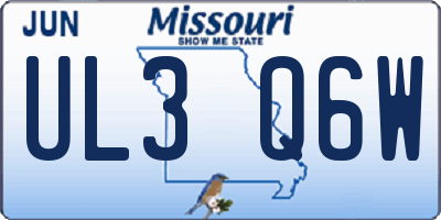 MO license plate UL3Q6W