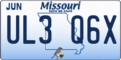 MO license plate UL3Q6X