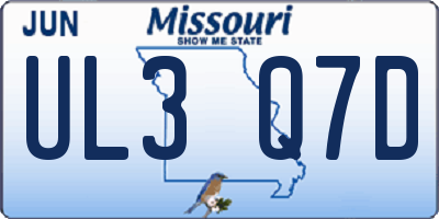 MO license plate UL3Q7D