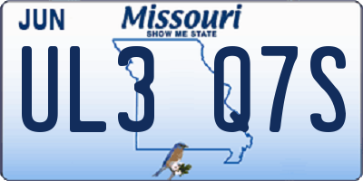 MO license plate UL3Q7S