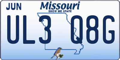 MO license plate UL3Q8G