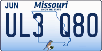 MO license plate UL3Q8O