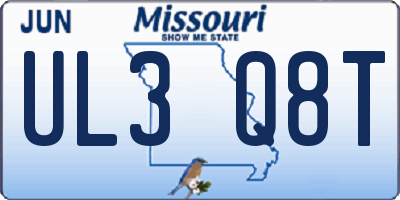 MO license plate UL3Q8T