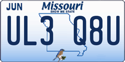MO license plate UL3Q8U