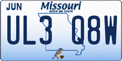 MO license plate UL3Q8W