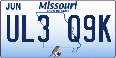 MO license plate UL3Q9K
