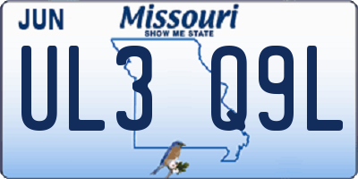 MO license plate UL3Q9L