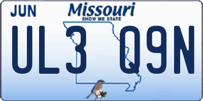 MO license plate UL3Q9N