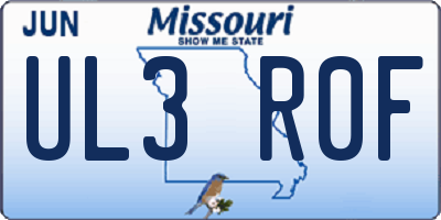 MO license plate UL3R0F