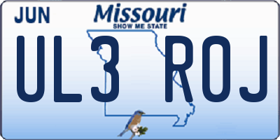 MO license plate UL3R0J