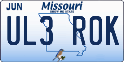 MO license plate UL3R0K