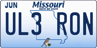 MO license plate UL3R0N
