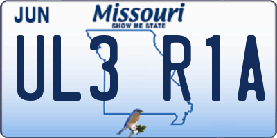 MO license plate UL3R1A