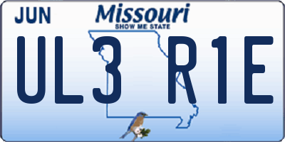 MO license plate UL3R1E
