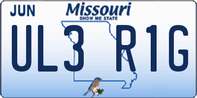 MO license plate UL3R1G