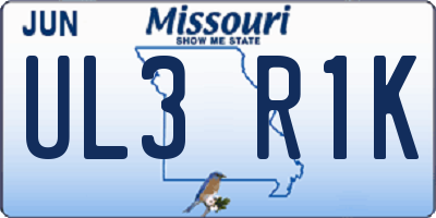 MO license plate UL3R1K