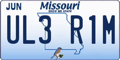MO license plate UL3R1M