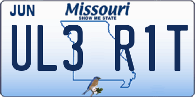 MO license plate UL3R1T