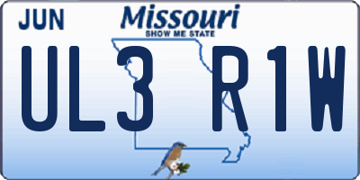 MO license plate UL3R1W
