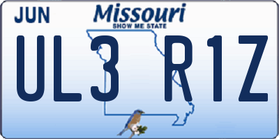 MO license plate UL3R1Z