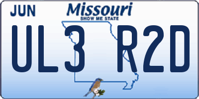 MO license plate UL3R2D