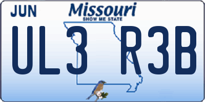 MO license plate UL3R3B