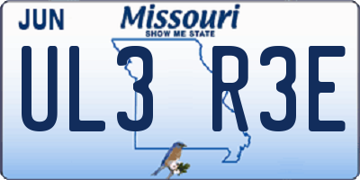 MO license plate UL3R3E