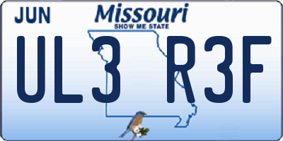 MO license plate UL3R3F