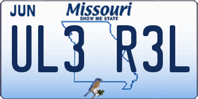 MO license plate UL3R3L