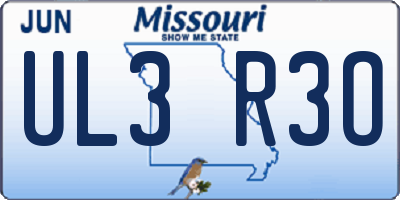 MO license plate UL3R3O