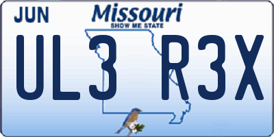 MO license plate UL3R3X
